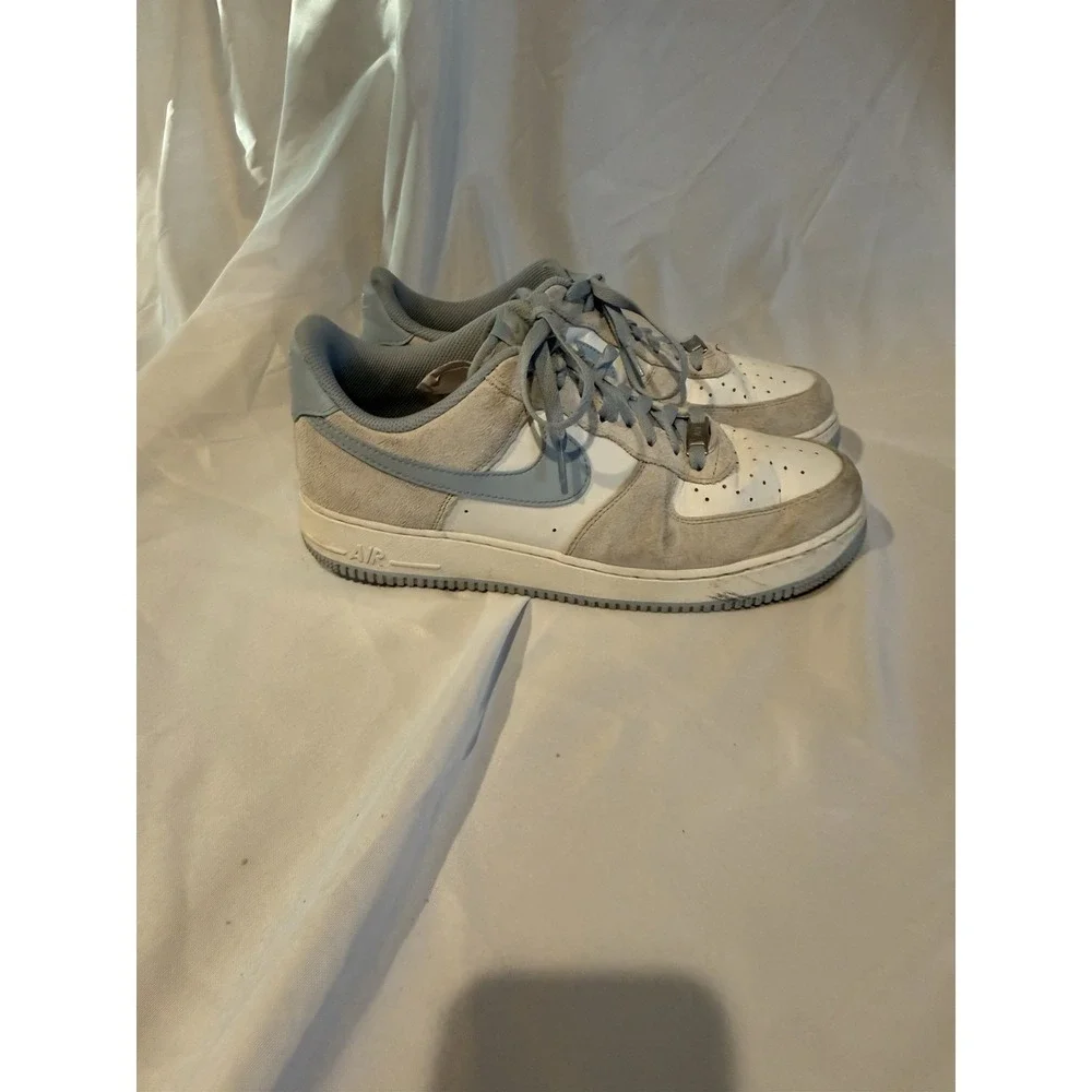 Nike Air Force 1‎ Low Gray Suede White Sneakers Men's Casual Shoes 11.5 Blue